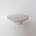 Moderna Hera Handmade Design Ripple Pedestal Plate Soft White Ceramic