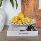 Moderna Hera Handmade Design Ripple Pedestal Plate Soft White Ceramic