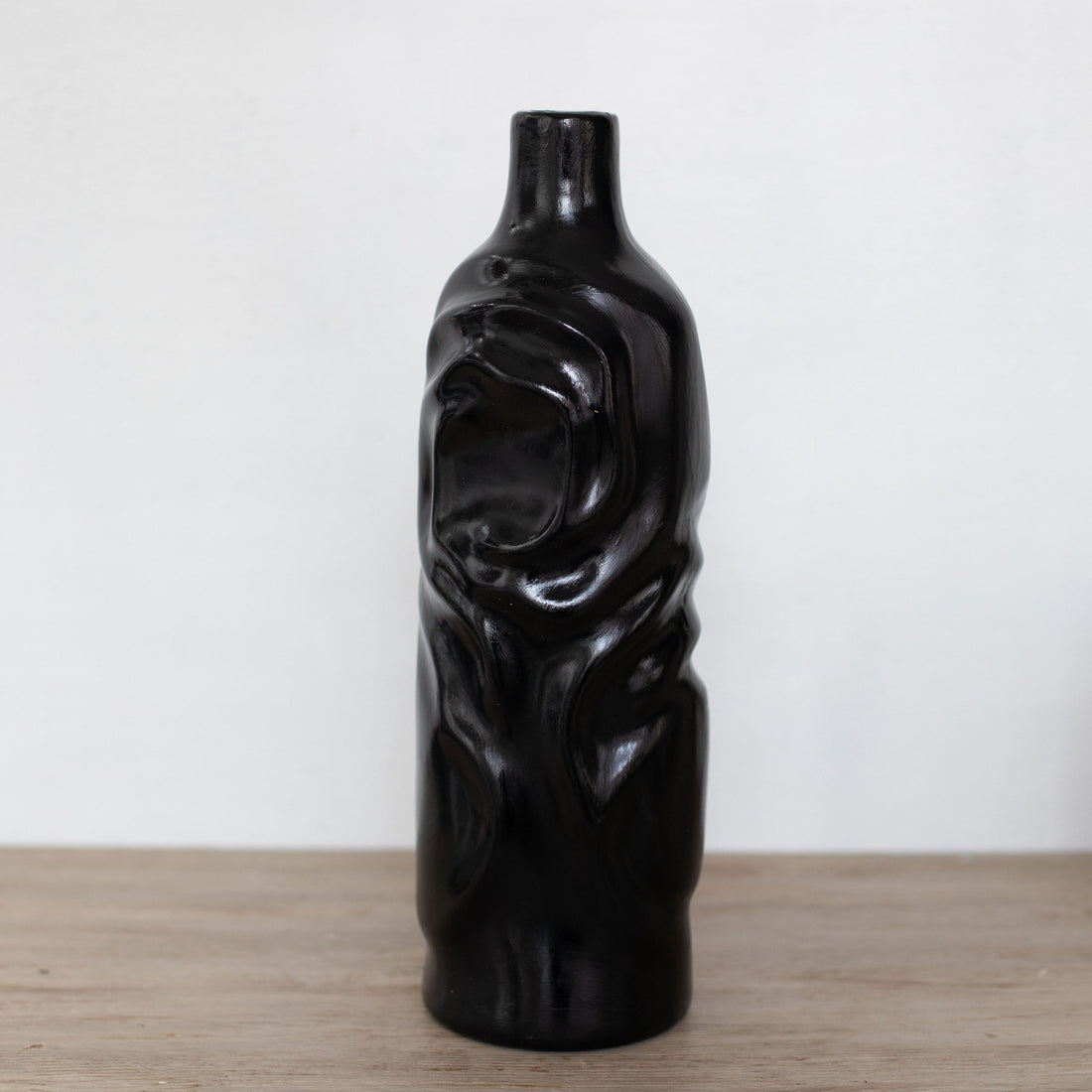 Moderna Rosewave Sculptural Vase Collection Handmade Ceramic Deep Black Soft Cream