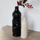 Moderna Rosewave Sculptural Vase Collection Handmade Ceramic Deep Black Soft Cream