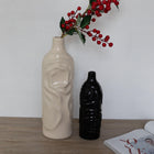 Moderna Rosewave Sculptural Vase Collection Handmade Ceramic Deep Black Soft Cream