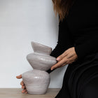 Moderna Stone Glaze Cascade Handmade Sculptural Vase Stone Tone Ceramic