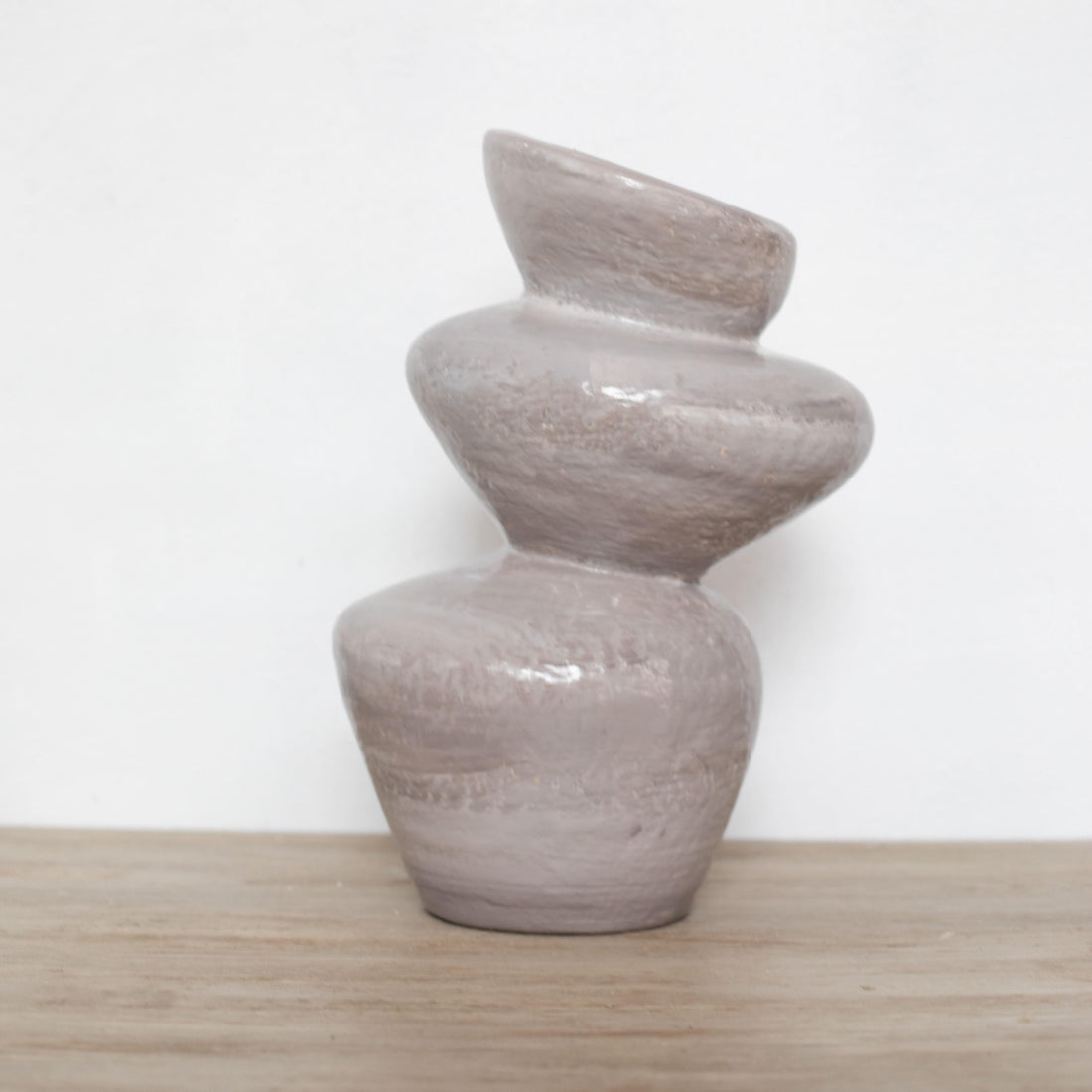 Moderna Stone Glaze Cascade Handmade Sculptural Vase Stone Tone Ceramic