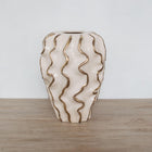 Moderna Volante Grande Handmade Gilded Wave Vase Cream Ceramic