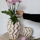 Moderna Volante Grande Handmade Gilded Wave Vase Cream Ceramic