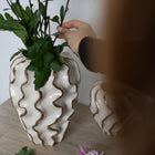 Moderna Volante Grande Handmade Gilded Wave Vase Cream Ceramic