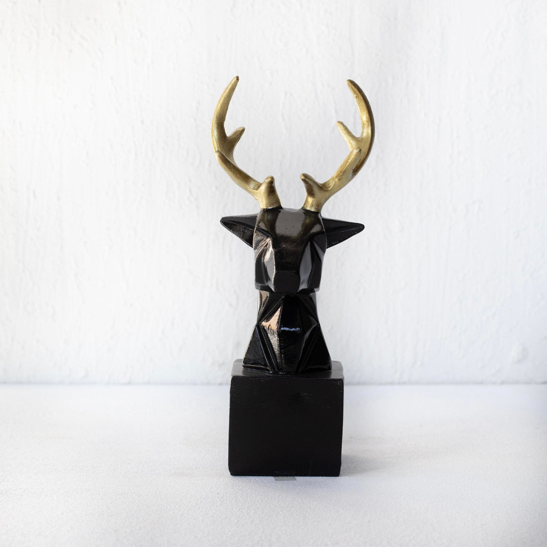 Noir Cubis Golden Antler Deer Bust Sculpture