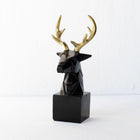 Noir Cubis Golden Antler Deer Bust Sculpture