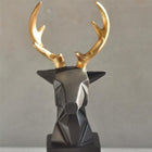 Noir Cubis Golden Antler Deer Bust Sculpture