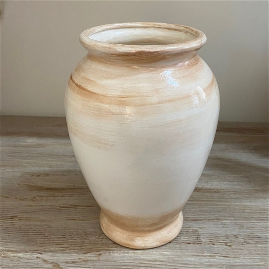Nordic Collection Elaria Cream and Terracotta Handmade Ceramic Elegant Vase