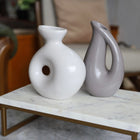 Nordic Collection Mini Sculptural Vase Duo Cream and Soft Grey Handmade Ceramic