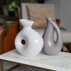 Nordic Collection Mini Sculptural Vase Duo Cream and Soft Grey Handmade Ceramic
