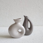 Nordic Collection Mini Sculptural Vase Duo Cream and Soft Grey Handmade Ceramic
