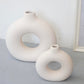 Nordic Koleksiyon Textured Ring Ceramic Vase Set of 2 Cream 27.5cm