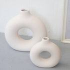 Nordic Koleksiyon Textured Ring Ceramic Vase Set of 2 Cream 27.5cm