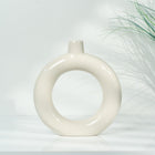 Nordic Collection Haloria Matte Ivory Handmade Ceramic Ring Vase Decorative Object