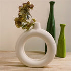 Nordic Collection Haloria Matte Ivory Handmade Ceramic Ring Vase Decorative Object