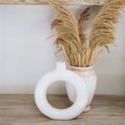 Nordic Collection Haloria Matte Ivory Handmade Ceramic Ring Vase Decorative Object