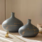 Handmade Nova Starlit Horizon Ceramic Vase Duo in Charcoal Gray with Gold Details
