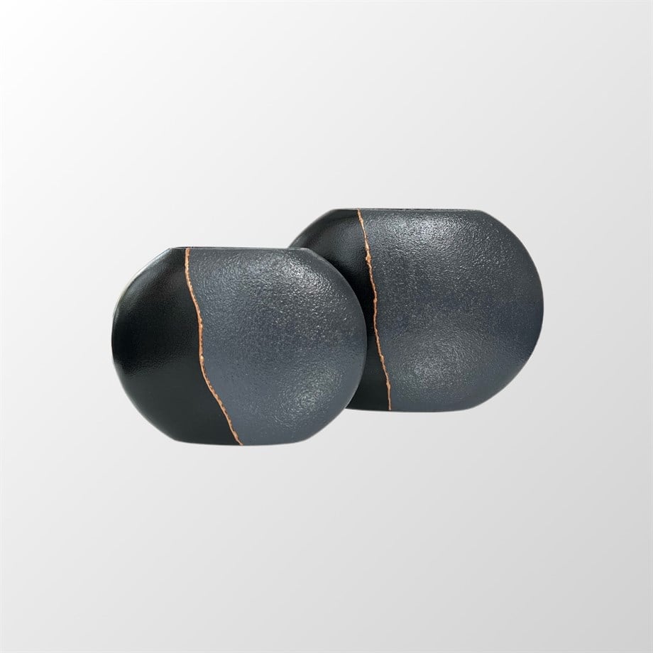 Bakırdan Collection Trace Handmade Minimal Vase Duo with Copper Line