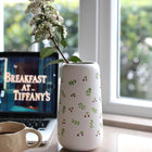 Cherry Meadow Small Hand Painted Ceramic Vase Cream White Spring Decor