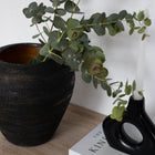 Sapphire Midnight Ember Handmade Matte Black Ceramic Vase with Gold Texture Modern Decor