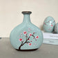 Sakura Petal Poem Hand-Painted Ceramic Vase in Misty Green