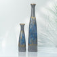 Semavi Collection Azure Cascade Handmade Tall Vase Duo Set Grey Blue Gold Ceramic
