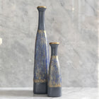 Semavi Collection Azure Cascade Handmade Tall Vase Duo Set Grey Blue Gold Ceramic