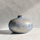 Semavi Collection Azure Halo Handmade Low Profile Decorative Vase Grey Blue Gold Ceramic