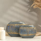 Semavi Collection Azure Horizon Handmade Slim Sculptural Vase Duo Set Grey Blue Gold Ceramic