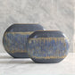 Semavi Collection Azure Horizon Handmade Slim Sculptural Vase Duo Set Grey Blue Gold Ceramic