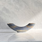 Semavi Collection Crescent Tide Handmade Half Moon Dual Vase Set Grey Blue Gold Ceramic
