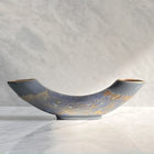 Semavi Collection Crescent Tide Handmade Half Moon Dual Vase Set Grey Blue Gold Ceramic
