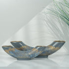 Semavi Collection Crescent Tide Handmade Half Moon Dual Vase Set Grey Blue Gold Ceramic