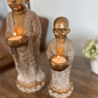 Serenity Monk Handmade Premium Antique Gold Votive Candleholder Duo