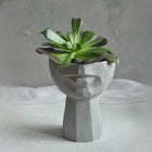 Sculptural Face Planter Black White Grey Decorative Polyester Succulent and Flower Pot