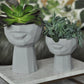 Sculptural Face Planter Black White Grey Decorative Polyester Succulent and Flower Pot