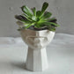 Sculptural Face Planter Black White Grey Decorative Polyester Succulent and Flower Pot