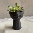 Sculptural Face Planter Black White Grey Decorative Polyester Succulent and Flower Pot
