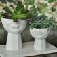 Sculptural Face Planter Black White Grey Decorative Polyester Succulent and Flower Pot