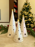 Conical Tree Ceramic Candle Holder Handmade Multicolour 24cm