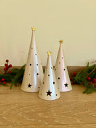 Conical Tree Ceramic Candle Holder Handmade Multicolour 24cm