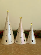 Conical Tree Ceramic Candle Holder Handmade Multicolour 24cm