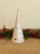 Conical Tree Ceramic Candle Holder Handmade Multicolour 24cm