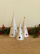 Conical Tree Ceramic Candle Holder Handmade Multicolour 24cm