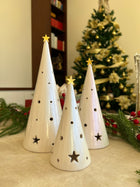 Conical Tree Ceramic Candle Holder Handmade Multicolour 24cm